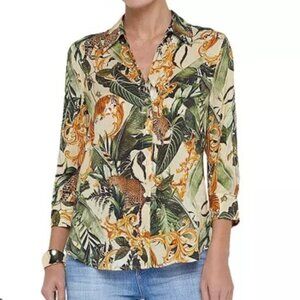Lagence Camille Jungle Print Button up Shirt Top